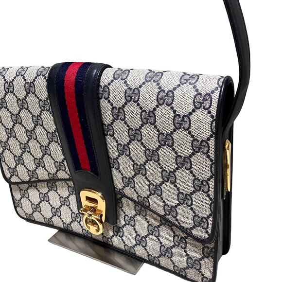 Authentic Gucci GG Supreme Navy Monogram Crossbody Sherry Canvas Shoulder Bag - Picture 6 of 14
